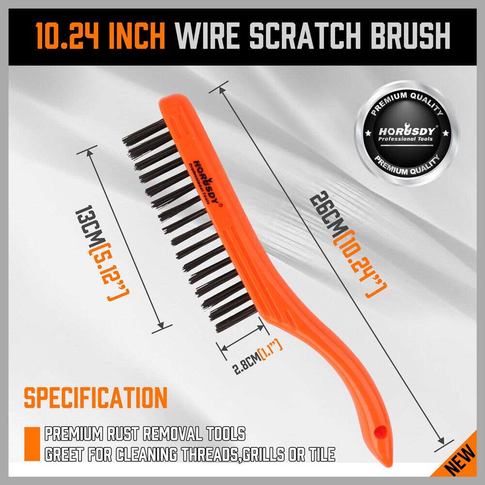 Durable 260mm Stainless Steel Wire Brush with Non-Slip Grip for Effective Surface Cleaning
