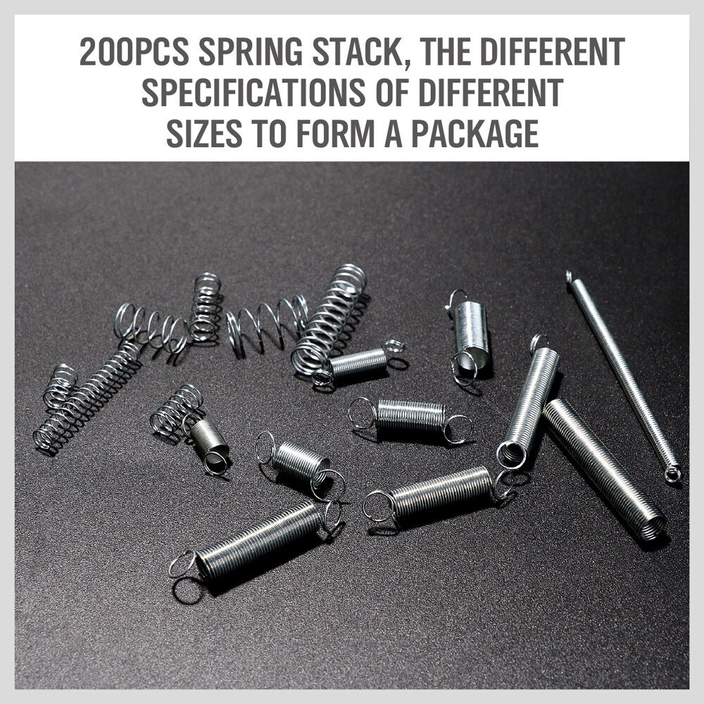 HORUSDY 200-Piece Spring Kit, Diverse Compression and Extension Springs, in Organized Case, for Bicycles, Locks, Automotive and More