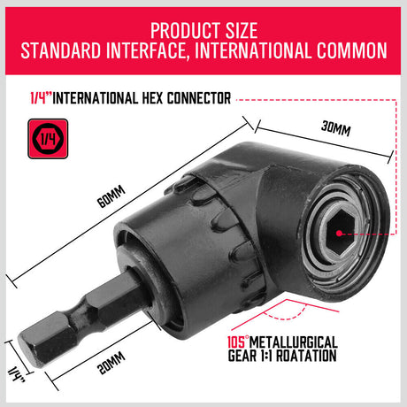 HORUSDY 3-Piece Drill Socket Adapter Set, Durable Chrome Vanadium Steel, 105-Degree Right-Angle Design, Universal Fit for Various Tools, Ideal for Mechanics and DIY Projects