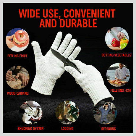 Pair of Level 5 Cut Resistant Gloves, designed for maximum safety in kitchens and butcher shops. Flexible, durable, and easy to clean, with extended cuff for enhanced wrist protection