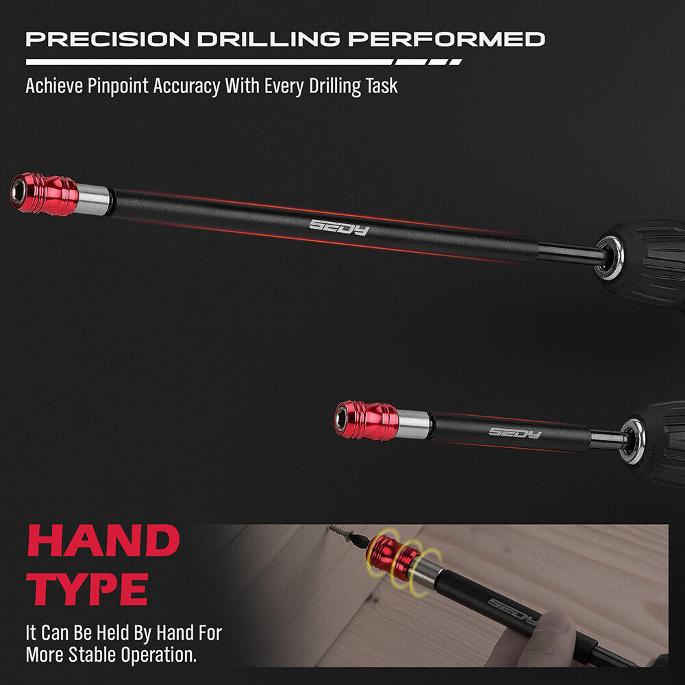 Two-piece SEDY magnetic drill bit extension set with a red quick-release collar, crafted for secure bit retention and rapid bit changes.