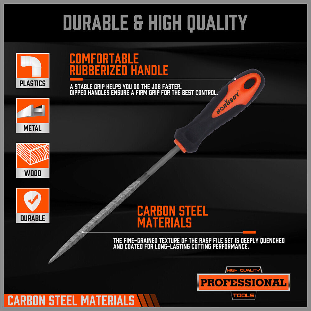 HORUSDY 2 Mini Steel Files for Hardwood Processing, Deburring, Polishing in Carpentry and Wood Carving