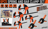 Versatile HORUSDY 6-Piece Woodworking Bar Clamp Set, Including 6'' and 12'' Clamps with Spreader Capability