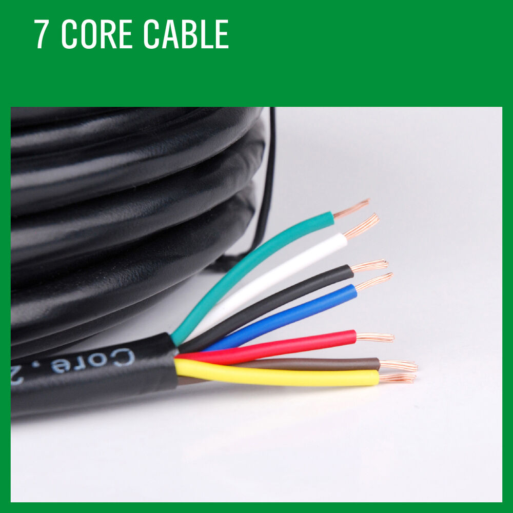 20M 7 Core Trailer Wire Cable featuring Oxygen-Free Copper Wire, ideal for electrical systems in caravans, boats, and trucks