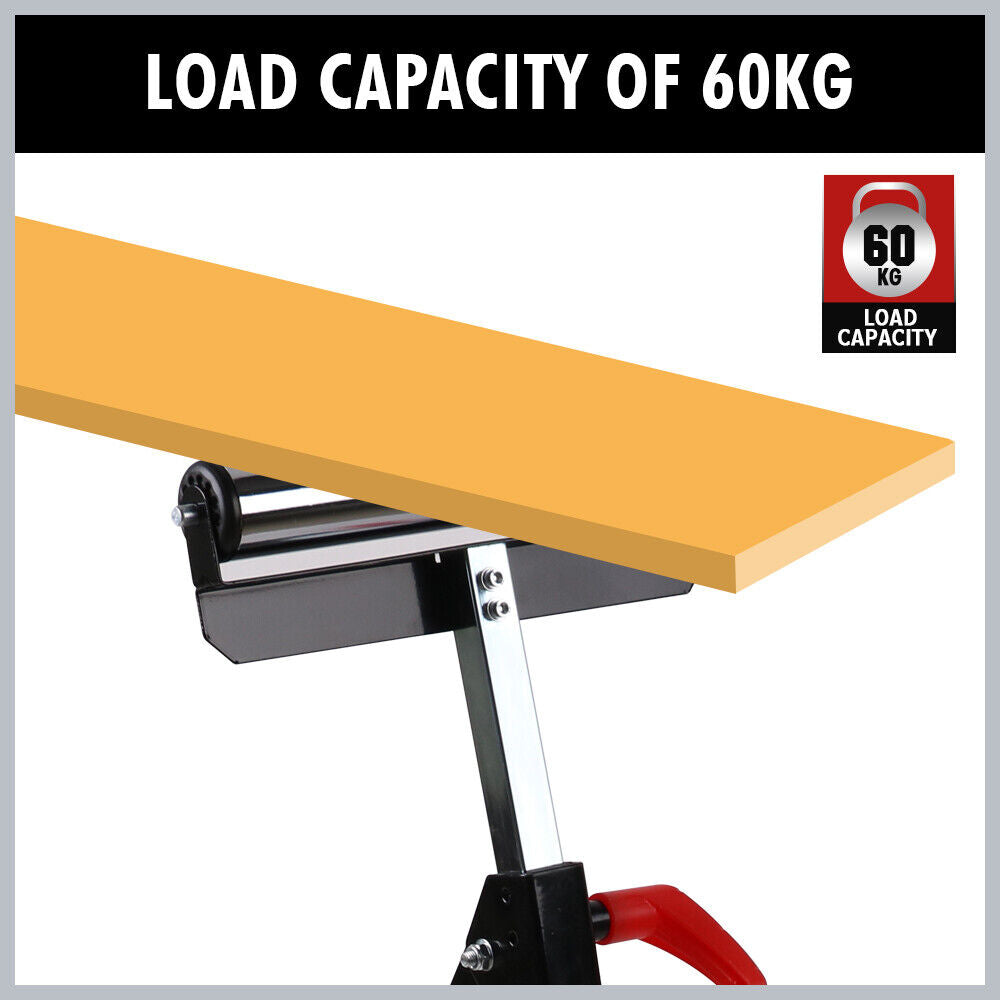 Heavy Duty Steel Foldable Roller Support Stand, Adjustable 67-110cm Height, Powder Coated, 60kg Capacity - Ideal for Wood and Metal Work