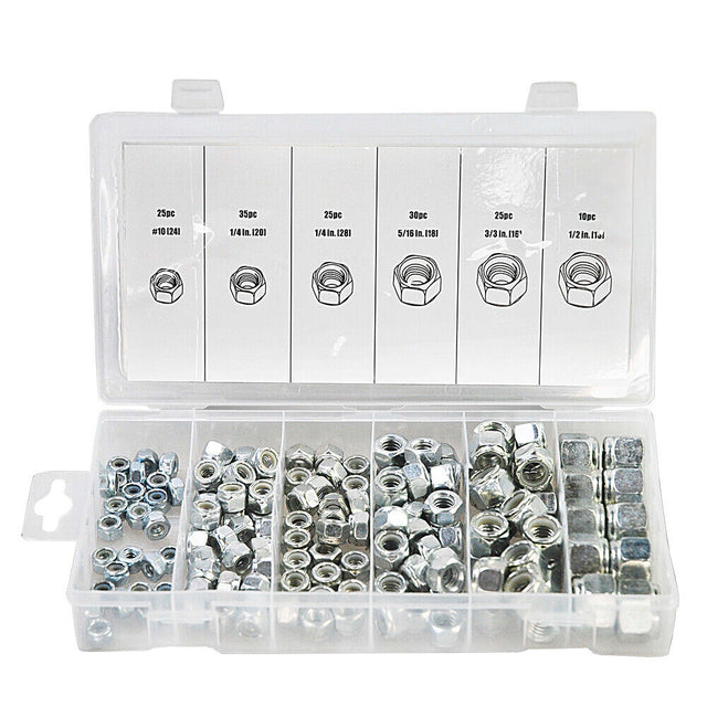 150-Piece Stainless Steel Hex Nylon Insert Lock Nut Assortment Kit for Various Applications
