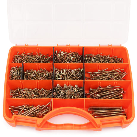 HORUSDY 1000-Piece Screw Set, Durable Steel Phillips Drywall Screws in Various Sizes, Anti-Corrosion and Rust-Resistant, in Plastic Storage Box for DIY Sheetrock and Woodwork