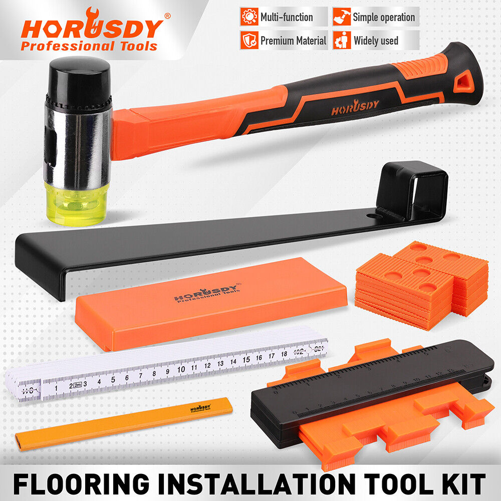 HORUSDY 50-Piece Wood Flooring Installation Kit - Includes Contour Gauge, Double-Headed Mallet, Pull Bar, Ruler, Spacers, and Pencil