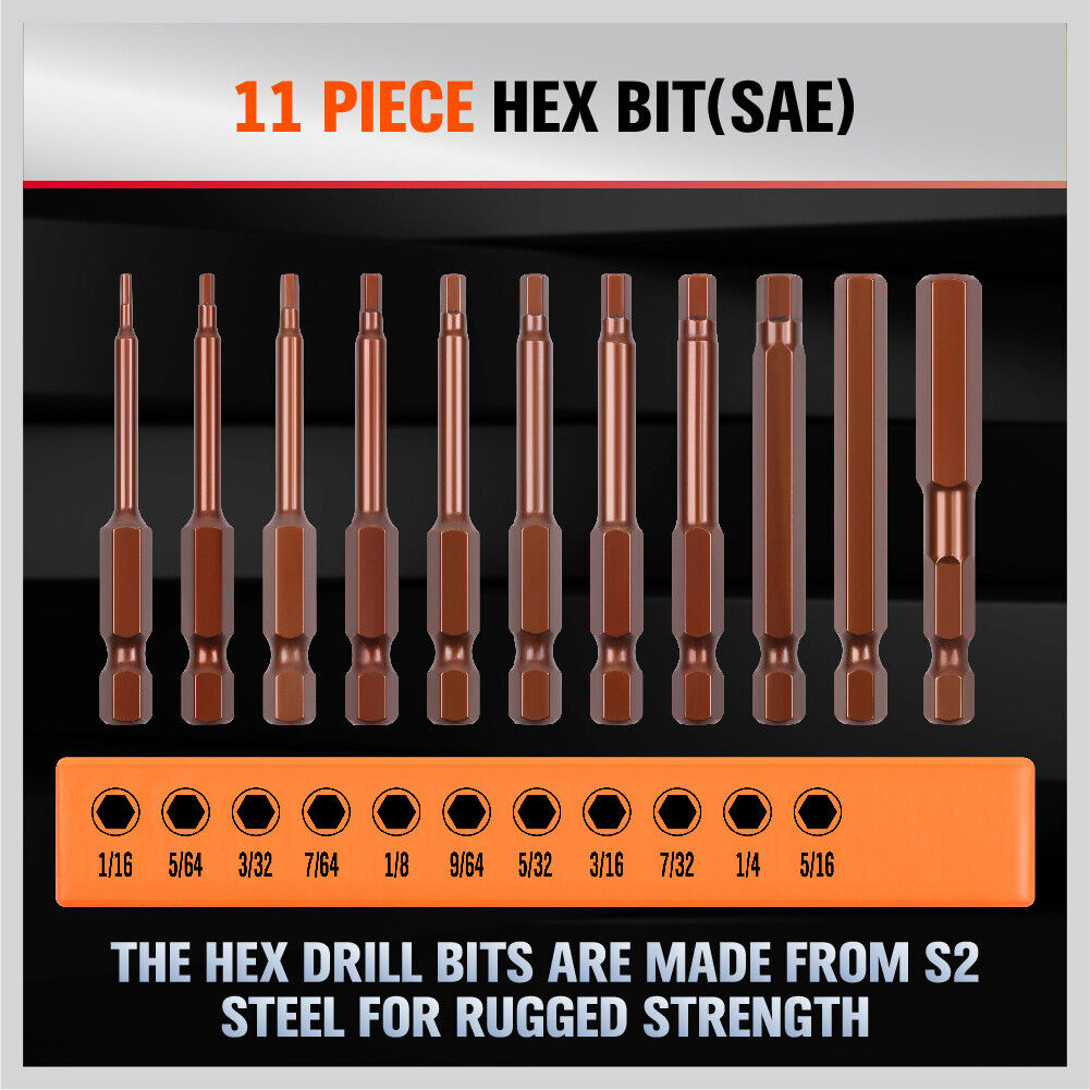 23Pc Hex Bits Set - Metric & SAE Allen Keys with Quick Release Adaptor. High-quality S2 steel. Versatile and durable.