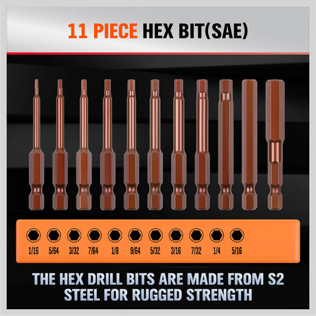 23Pc Hex Bits Set - Metric & SAE Allen Keys with Quick Release Adaptor. High-quality S2 steel. Versatile and durable.