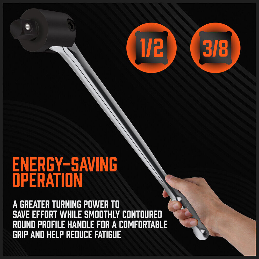 Durable Alloy Steel Breaker Bar Wrench in Sizes 15", 18", 24", 38" with Flex Tang and Ergonomic Handle