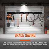 Versatile 15-Piece Wall Mount Hook Set for Organized Tool Storage on 64-Inch Heavy Duty Rail