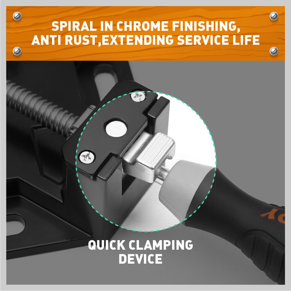 Durable aluminum alloy 90-degree corner clamps with quick-release adjustable jaws.