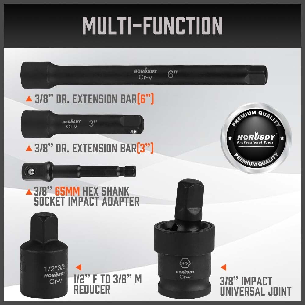 Comprehensive 50Pc 3/8" Impact Socket Set with Ratchet, Extensions, Metric & SAE Sizes, Durable Case Included