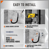 HORUSDY 6Pc Wall Mount Garage Hooks Set