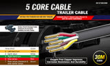 Heavy-duty 30M 7 Core Wire Cable for Trailers, Caravans, and Trucks