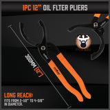 Comprehensive 5-Piece Oil Filter Wrench Set with Swivel Grip - Chrome Vanadium Steel for Durability and Rubber Handles for Comfort