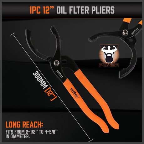 Comprehensive 5-Piece Oil Filter Wrench Set with Swivel Grip - Chrome Vanadium Steel for Durability and Rubber Handles for Comfort