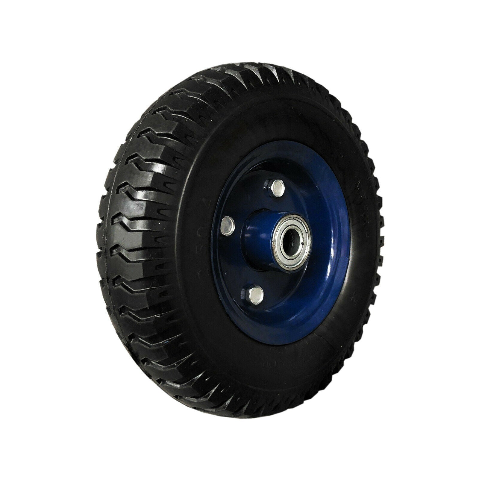Reliable 8-Inch 2.50-4 Solid Trolley Wheel - Puncture Proof with Double Hub, 16mm Bore, Made from PU Foam