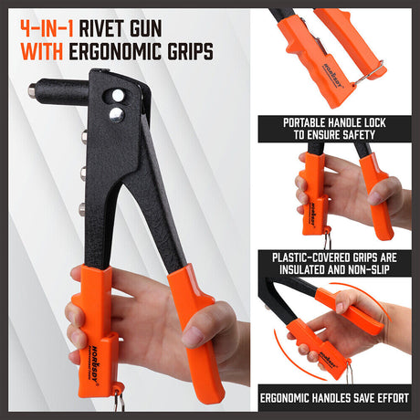  Manual Rivet Gun Kit with 100Pcs Rivets - Ideal for DIY Projects