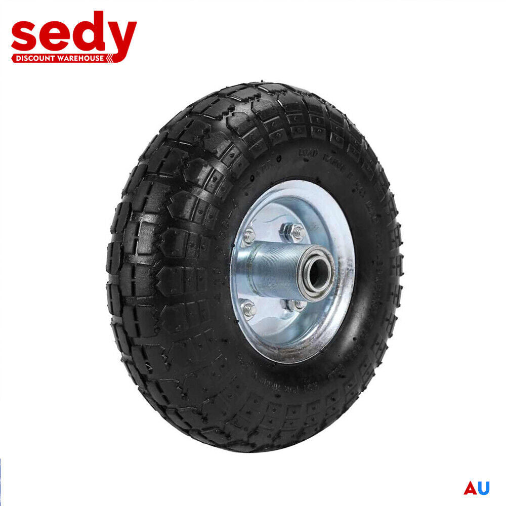 Durable 10-inch Solid Trolley Wheel, 4.10 / 3.50-4, with a 16mm Bore and Flat-Free Design for Wheelbarrows and Carts
