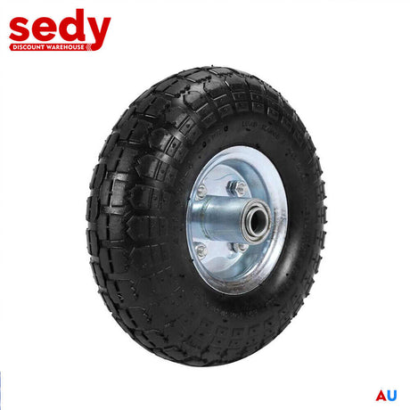 Durable 10-inch Solid Trolley Wheel, 4.10 / 3.50-4, with a 16mm Bore and Flat-Free Design for Wheelbarrows and Carts