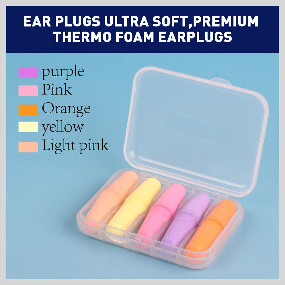Soft PU Foam Earplugs for Noise Reduction, 10-Pairs, with Individual Storage Cases for Hygiene and Portability