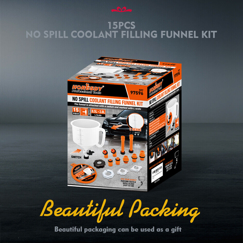 Funnel Kit Plus 15-Piece No-Spill Coolant Funnel Kit with Valve Switch, Radiator Bleed ...