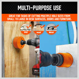 16-piece bi-metal hole saw set for precise cutting on metal, wood, gypsum, PVC, and plastic, with various sizes and durable construction