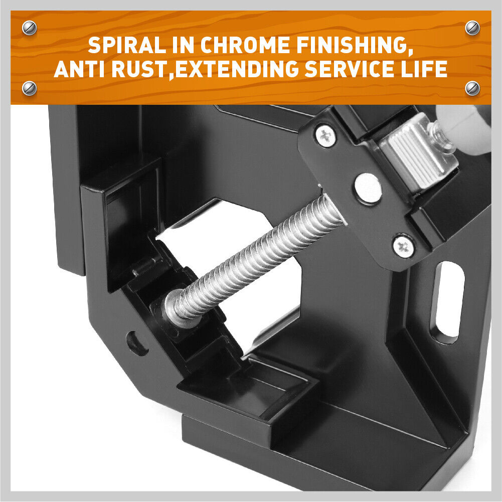 Durable aluminum alloy 90-degree corner clamps with quick-release adjustable jaws.