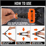 Professional 14-Inch Rivet Nut Tool Set Featuring Interchangeable Metric & SAE Mandrels and Rivnuts