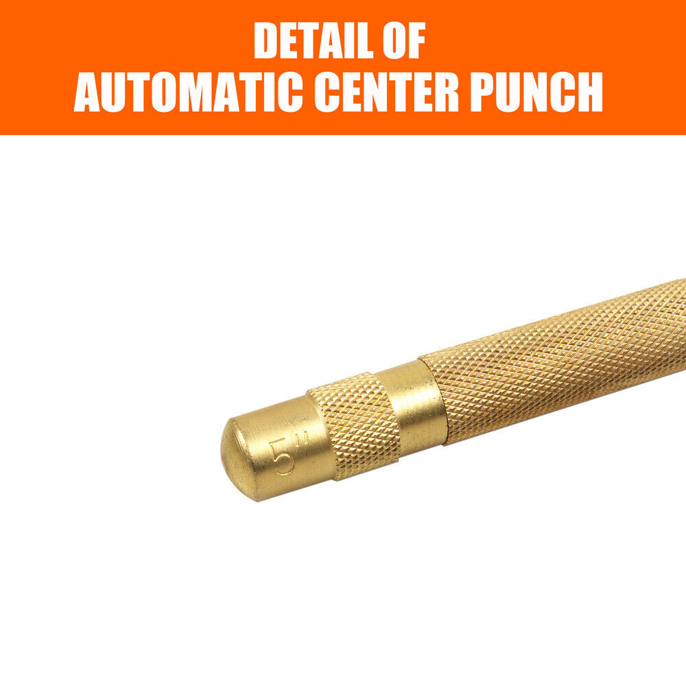 Gold 125mm/5-Inch Automatic Centre Punch with Adjustable Spring Load and Knurled Steel Handle for Metalwork