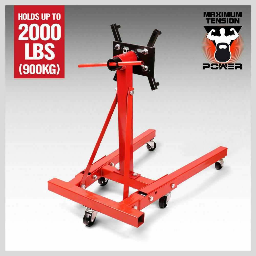 Durable 2000 lbs Capacity Engine Stand, Universal Mounting, Ideal for Auto Workshops - Includes Front and Back Casters