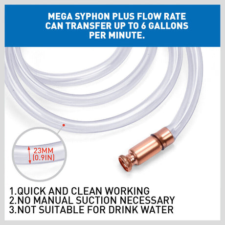 Durable 3M Self-Priming Siphon Hose featuring a clear PVC tube and industrial-strength glass ball for efficient liquid transfer.