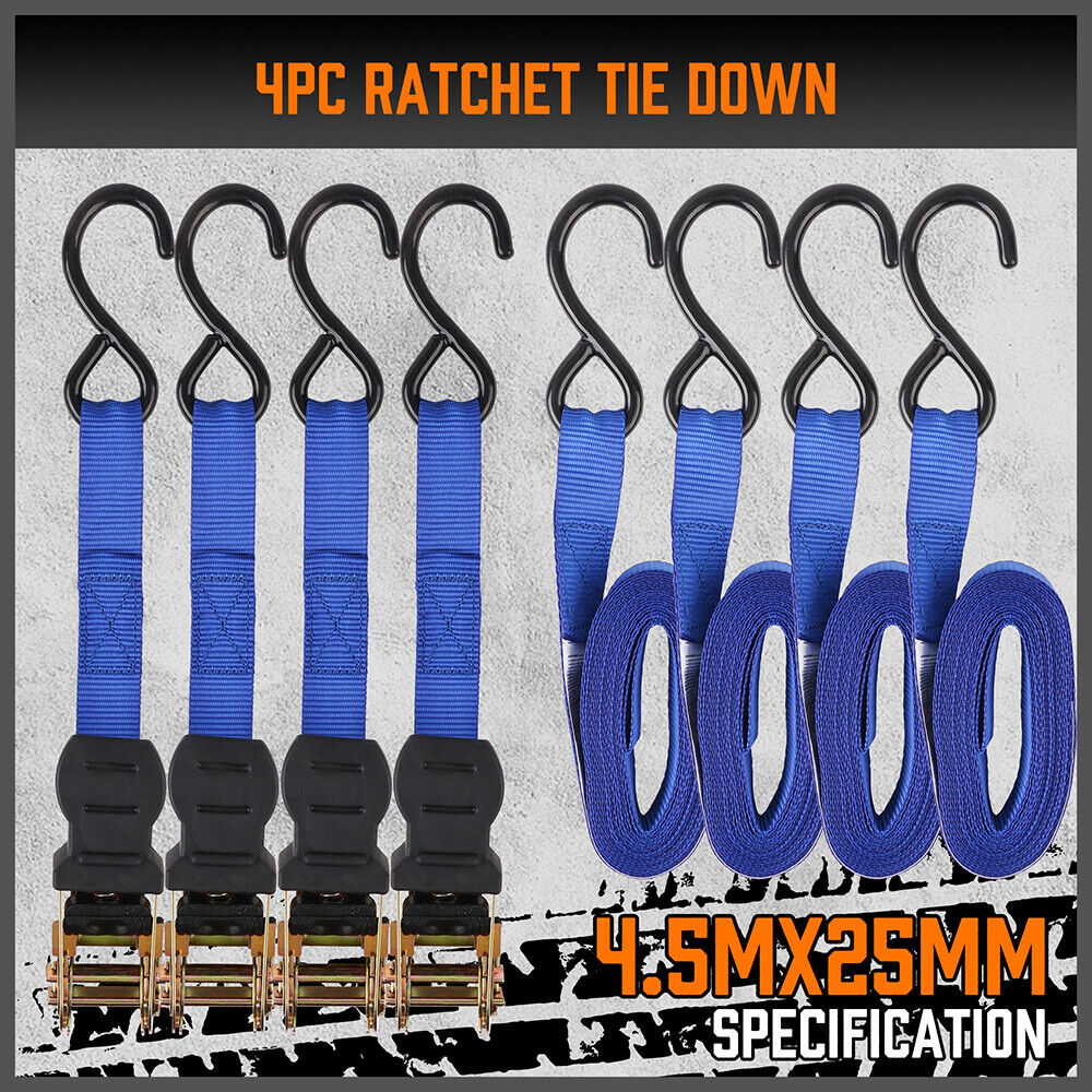 Durable 10-Piece HORUSDY Ratchet Tie Down Straps with Rubber-Coated S-Hooks and Bungee Cords, 15FT Length, 2200 LB Capacity for Secure Transportation