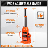 HORUSDY 8-Ton Hydraulic Bottle Jack, Steel Lifting Saddle, 228cm-458cm Height, AS/NZS 2693:2007 Compliant, for Secure Heavy-Duty Lifting