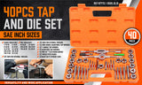 Comprehensive 40 Piece Tap and Die Set in Imperial SAE Measurements with Screwdriver Thread Drill and Pitch Gauge