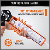 HORUSDY Heavy Duty 9-inch Caulking Gun, Ideal for Roofers, Plumbers, and Carpenters, with High Pressure Trigger and Durable Steel Frame for Precision Sealing