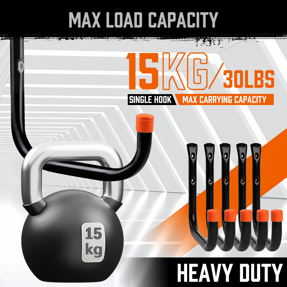 HORUSDY 6Pc Garage Storage Hooks Set - Durable Steel, Rust Resistant, 15Kg/30Lbs Capacity