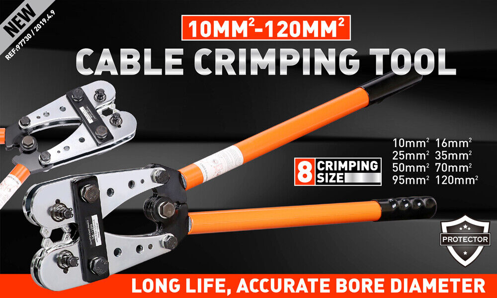 Durable Wire Crimper Tool with Long Handles and Steel Core Rubber Sleeve for 10-120 mm2 Cable Crimping