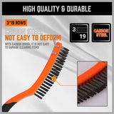 Heavy-duty 335mm Carbon Steel Wire Brush with Rubber Grip for Effective Cleaning