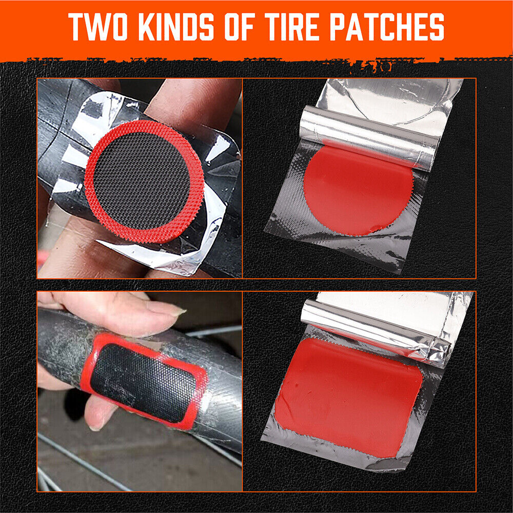 HORUSDY 8-Piece Bike Repair Kit with Adhesive, Tire Patches, Metal Rasp, and Rubber Hoses for Quick Puncture Fixes