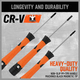 HORUSDY 12-Piece Precision Screwdriver Set, Chrome Vanadium, Magnetized Tips, Non-Slip Handle, Includes Slotted, Phillips, Torx Screwdrivers with Carrying Pouch