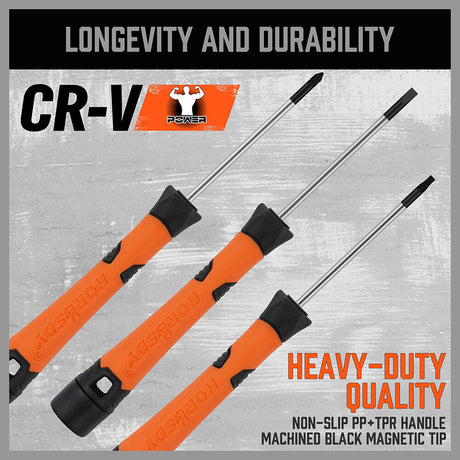 HORUSDY 12-Piece Precision Screwdriver Set, Chrome Vanadium, Magnetized Tips, Non-Slip Handle, Includes Slotted, Phillips, Torx Screwdrivers with Carrying Pouch