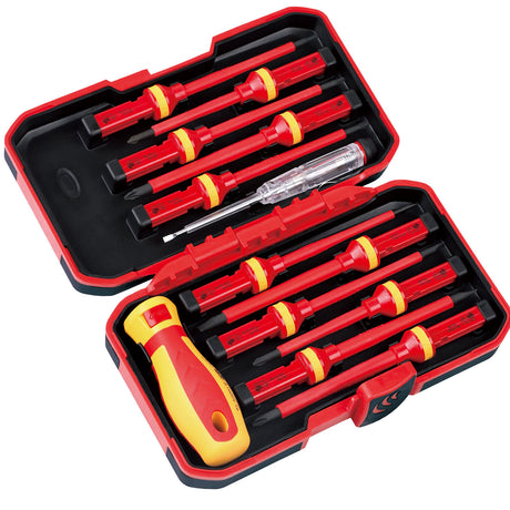 SEDY 13-Piece VDE Certified 1000V Insulated Electrician Screwdriver Set with Magnetic Tips and Replaceable Handle
