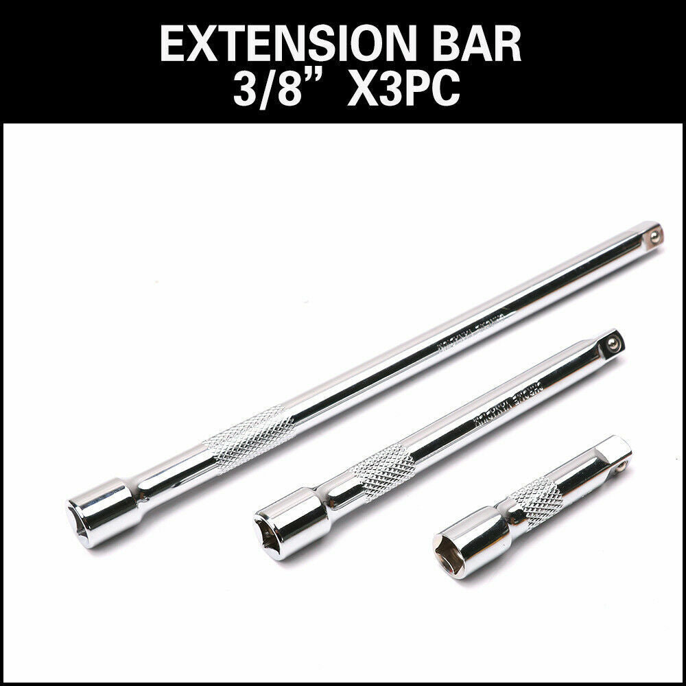 Durable 9-Piece Extension Bar Set with 1/4", 3/8", 1/2" Drive Sizes - Chrome Vanadium Steel, Spring-Loaded Ball Detent