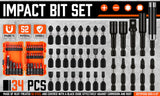 Comprehensive 34Pc Impact Screwdriver and Nut Driver Bit Set with Quick Release