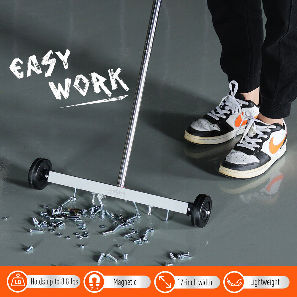 HORUSDY Magnetic Sweeper, 17-Inch Telescoping Design, 8.8Lbs Magnetic Force, Ideal for Construction Sites and Workshops