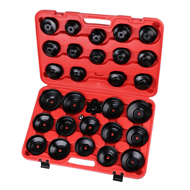 HORUSDY 30-Piece Oil Filter Socket Set, including Adaptors and Jaw Wrench, in Durable Storage Case for Efficient Auto Maintenance