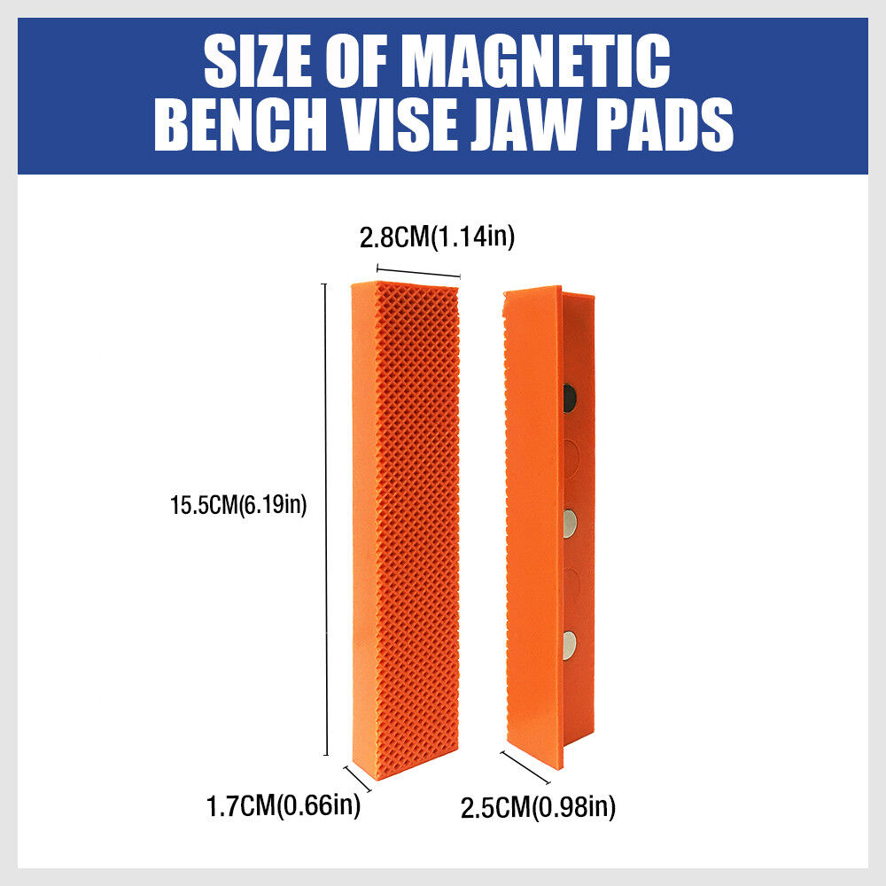 Versatile Magnetic Bench Vice Jaw Pads, 4.5"/6" size, Multi-Groove Design for Firm Grip on Varied Objects, Suitable for DIY, Craft, and Precision Work